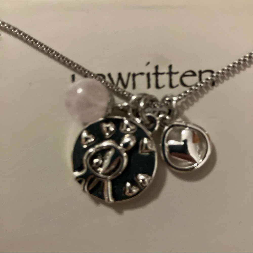 Unwritten Mom Necklace Stainless Steel 18 + 4 Extender Silver Plated Charms New